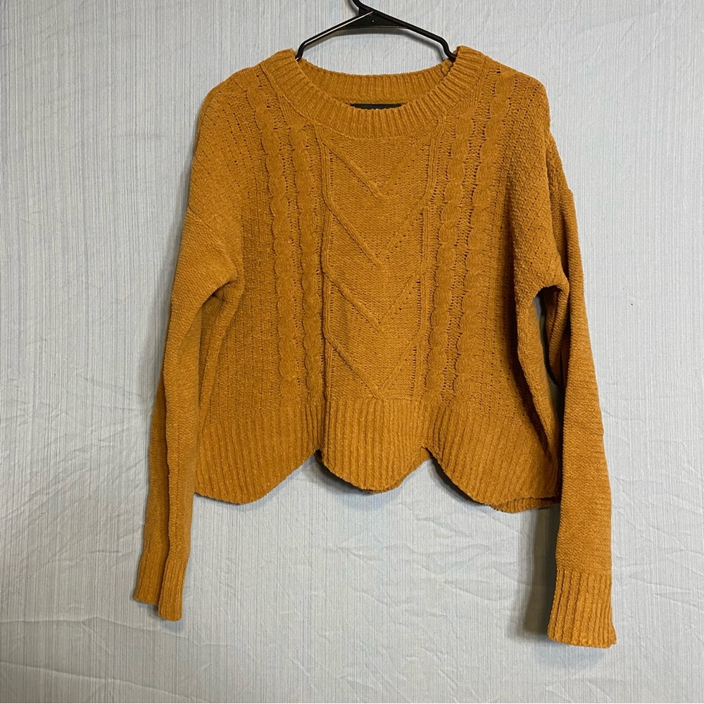 Almost Famous Women's Yellow Cable Knit Sweater